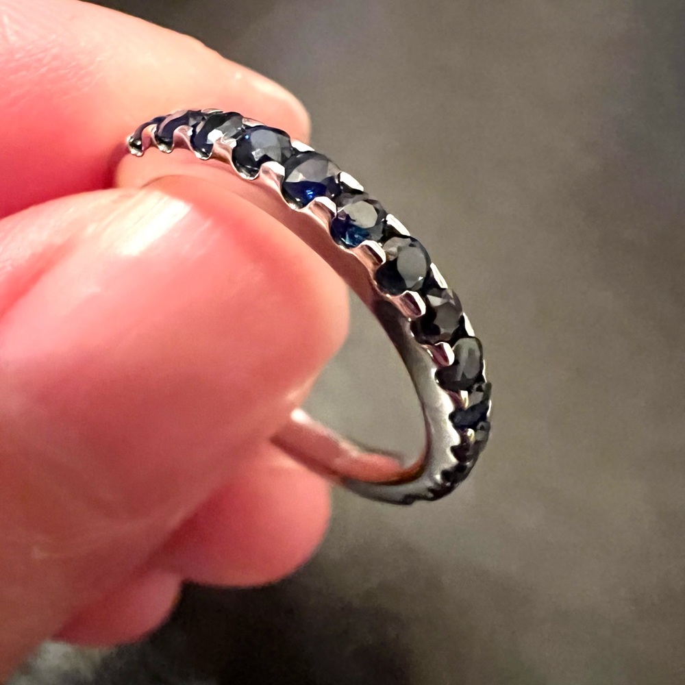 Blue Sapphire Wedding Band in 14K White Gold